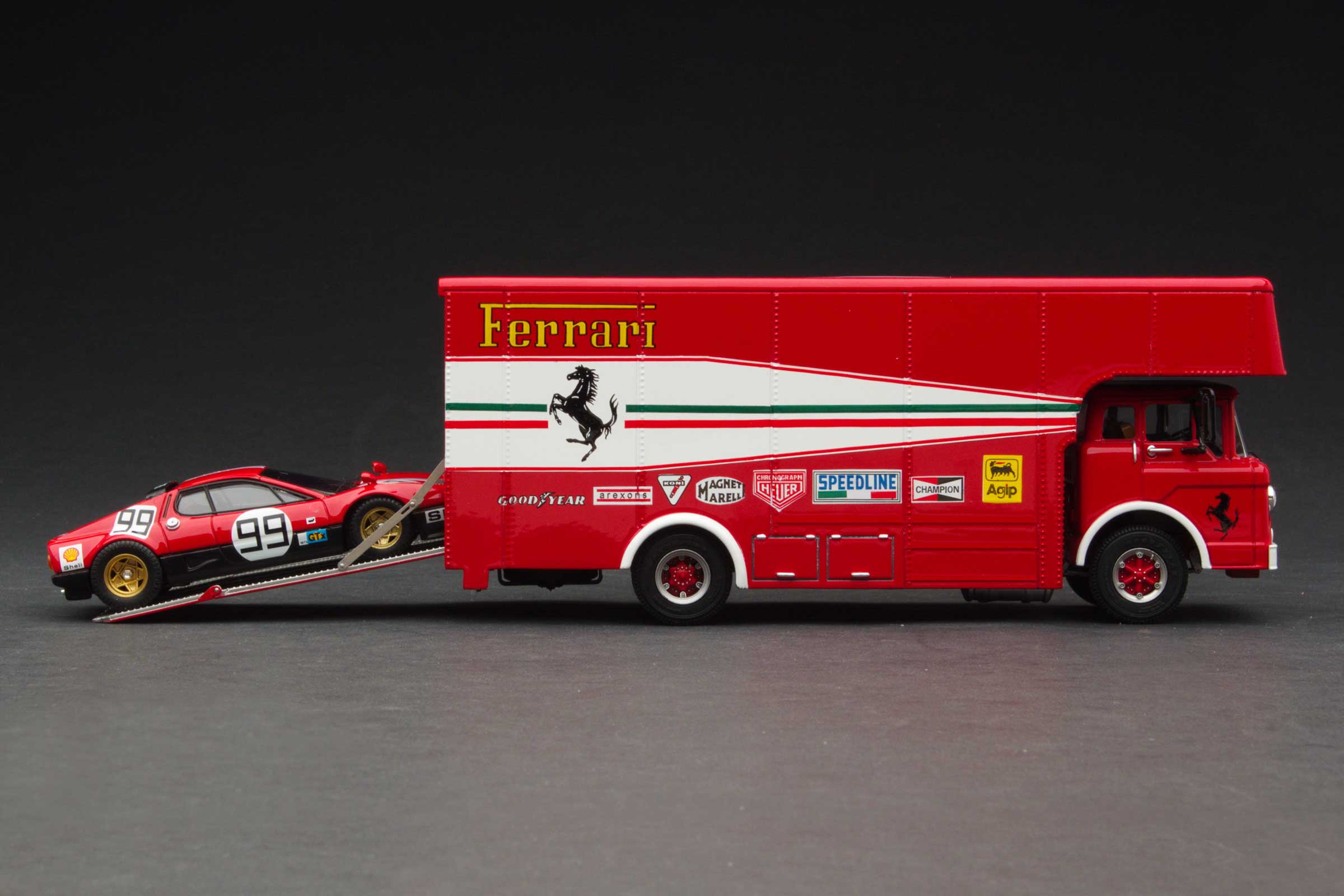 Exoto 'C Type' Transporter Gift Set | 1975 Le Mans 24 Hours | Scuderia Ferrari with Tipo 512BB - Image 2